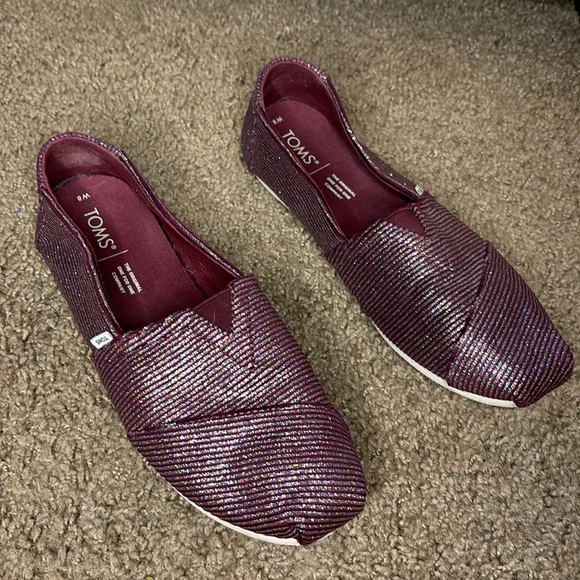 Toms Shoes - Toms Printed Alpargata Cabernet Glitter Rib Knit
